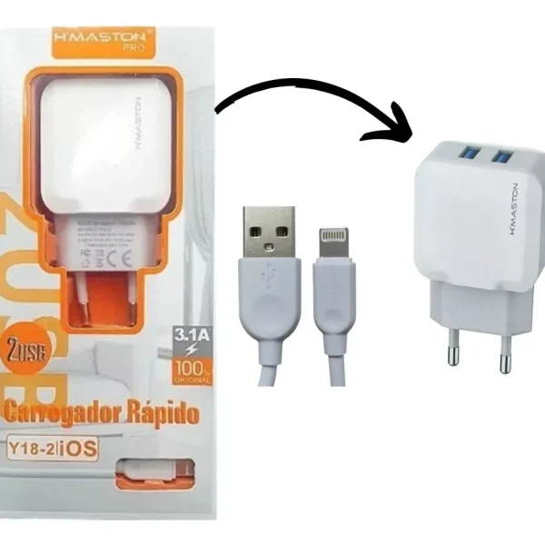 CARREGADOR LIGHTNING IPHONE 3.1A HM20-2 HMASTON
