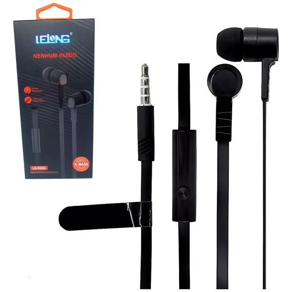 FONE DE OUVIDO P3 COM MICROFONE LE-0201 LELONG