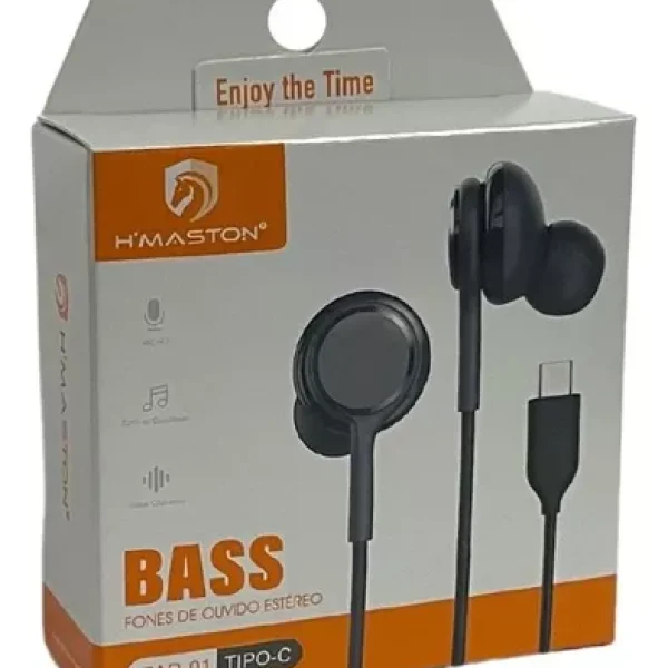 FONE DE OUVIDO TIPO C COM MICROFONE EAR-01 HMASTON